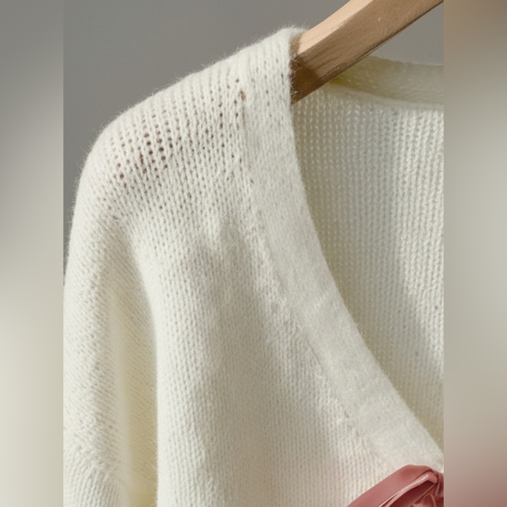 Bow-Knot Embellished V-Neck Cardigan - Picture 5 of 6